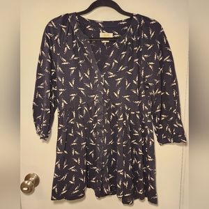 Maeve Womens Small 3/4 Sleeve Winona Babydoll Tunic Black White